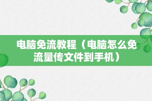 电脑免流教程（电脑怎么免流量传文件到手机）