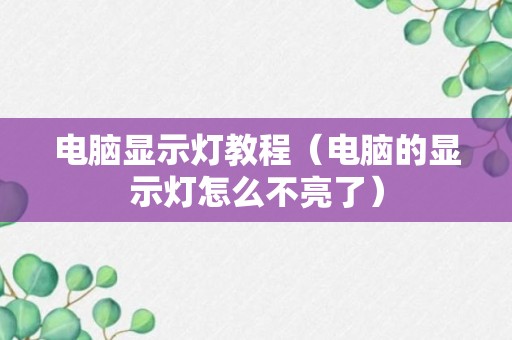 电脑显示灯教程（电脑的显示灯怎么不亮了）