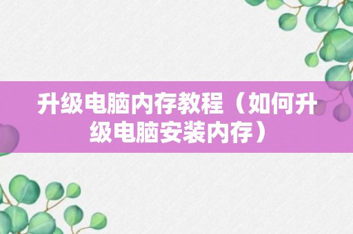 升级电脑内存教程（如何升级电脑安装内存）