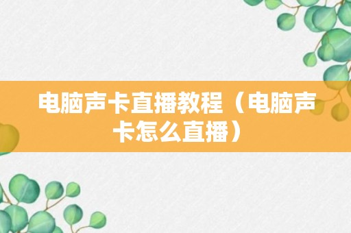 电脑声卡直播教程（电脑声卡怎么直播）