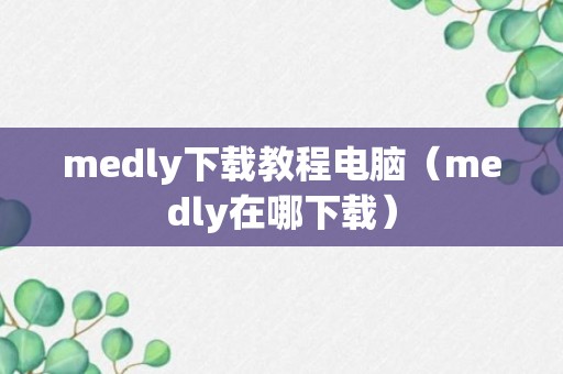 medly下载教程电脑（medly在哪下载）