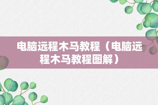 电脑远程木马教程（电脑远程木马教程图解）