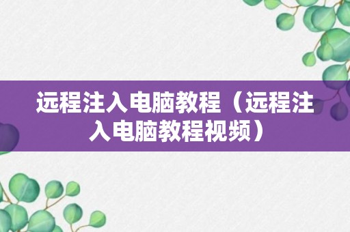 远程注入电脑教程（远程注入电脑教程视频）