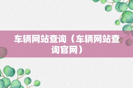 车辆网站查询（车辆网站查询官网）