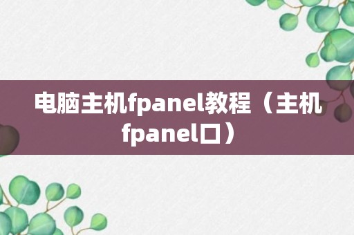 电脑主机fpanel教程（主机fpanel口）