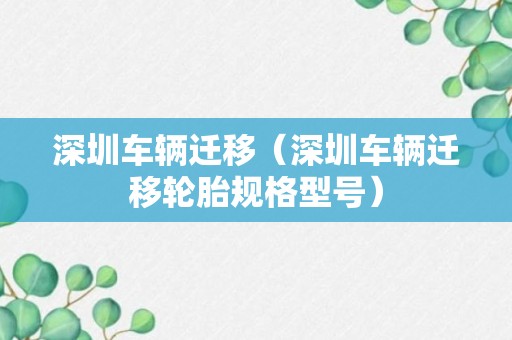 深圳车辆迁移（深圳车辆迁移轮胎规格型号）