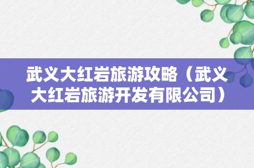 武义大红岩旅游攻略（武义大红岩旅游开发有限公司）