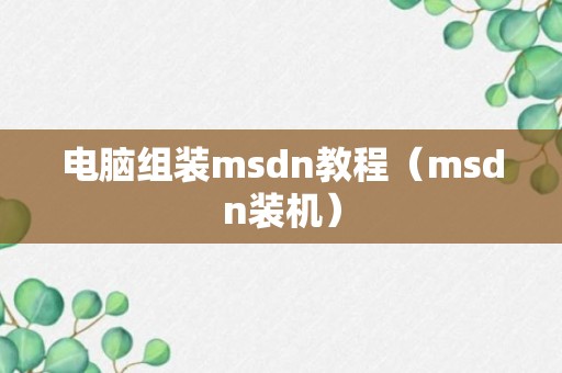 电脑组装msdn教程（msdn装机）