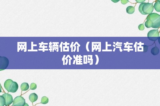 网上车辆估价（网上汽车估价准吗）