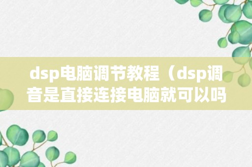 dsp电脑调节教程（dsp调音是直接连接电脑就可以吗?）