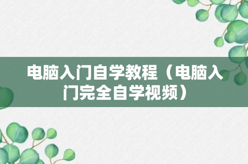 电脑入门自学教程（电脑入门完全自学视频）