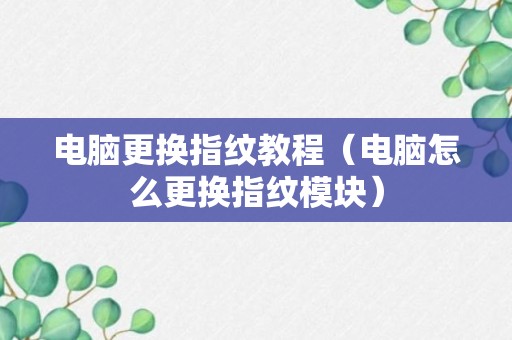 电脑更换指纹教程（电脑怎么更换指纹模块）