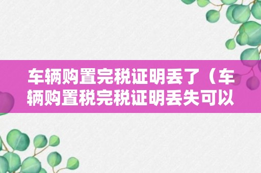 车辆购置完税证明丢了（车辆购置税完税证明丢失可以过户吗）