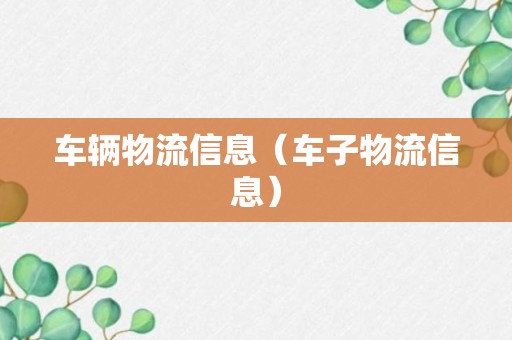 车辆物流信息（车子物流信息）