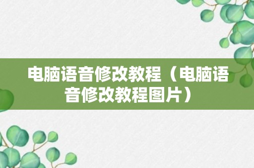 电脑语音修改教程（电脑语音修改教程图片）