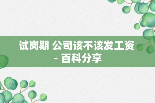 试岗期 公司该不该发工资 - 百科分享