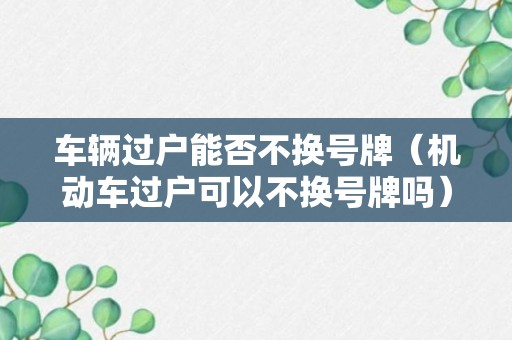 车辆过户能否不换号牌（机动车过户可以不换号牌吗）