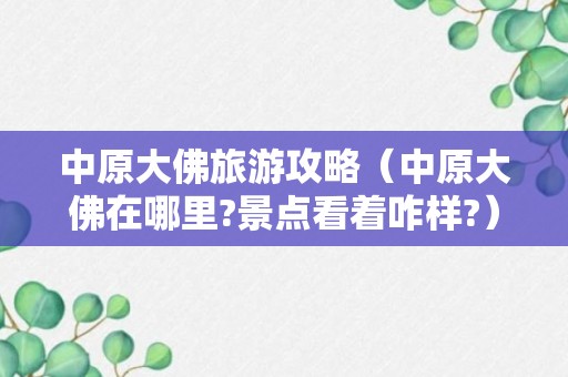 中原大佛旅游攻略（中原大佛在哪里?景点看着咋样?）