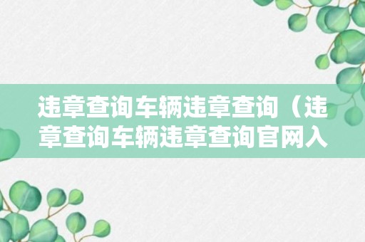 违章查询车辆违章查询（违章查询车辆违章查询官网入口电话）