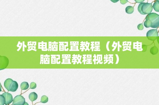 外贸电脑配置教程（外贸电脑配置教程视频）