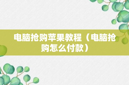 电脑抢购苹果教程（电脑抢购怎么付款）