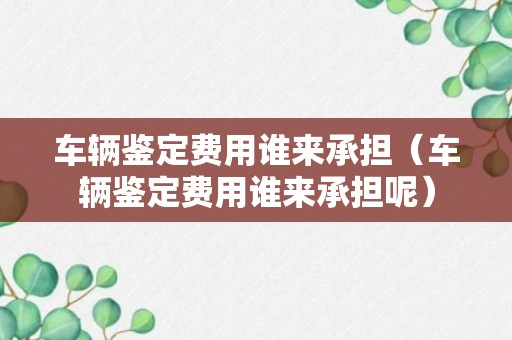 车辆鉴定费用谁来承担（车辆鉴定费用谁来承担呢）