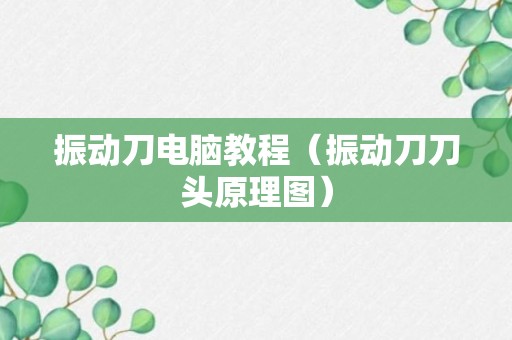 振动刀电脑教程（振动刀刀头原理图）