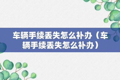 车辆手续丢失怎么补办（车辆手续丢失怎么补办）