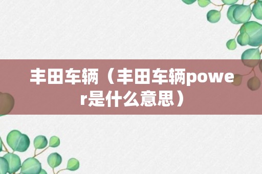 丰田车辆（丰田车辆power是什么意思）