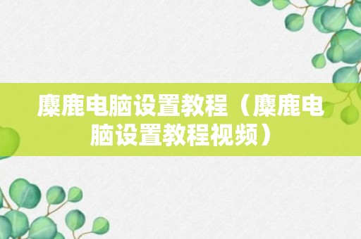 麋鹿电脑设置教程（麋鹿电脑设置教程视频）