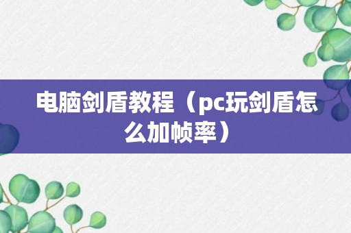 电脑剑盾教程（pc玩剑盾怎么加帧率）