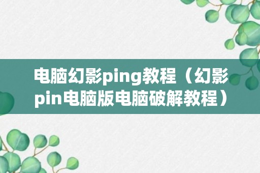 电脑幻影ping教程（幻影pin电脑版电脑破解教程）