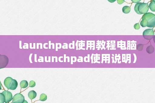 launchpad使用教程电脑（launchpad使用说明）