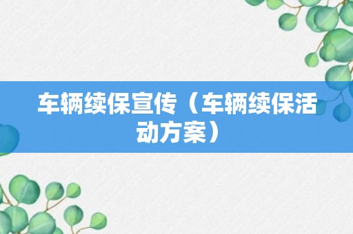 车辆续保宣传（车辆续保活动方案）