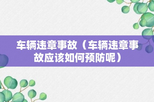 车辆违章事故（车辆违章事故应该如何预防呢）