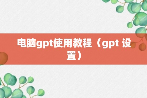 电脑gpt使用教程（gpt 设置）