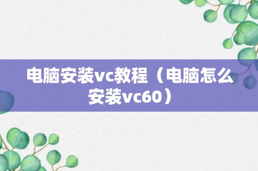 电脑安装vc教程（电脑怎么安装vc60）