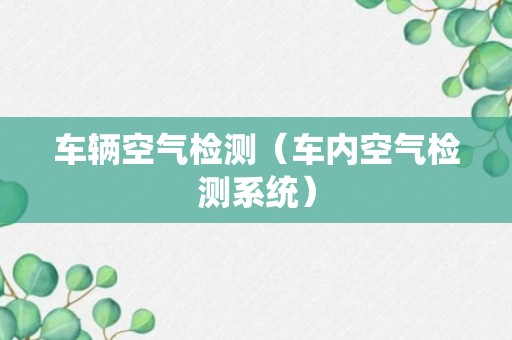 车辆空气检测（车内空气检测系统）