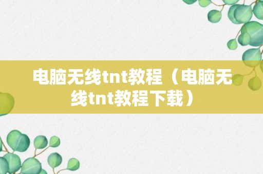 电脑无线tnt教程（电脑无线tnt教程下载）