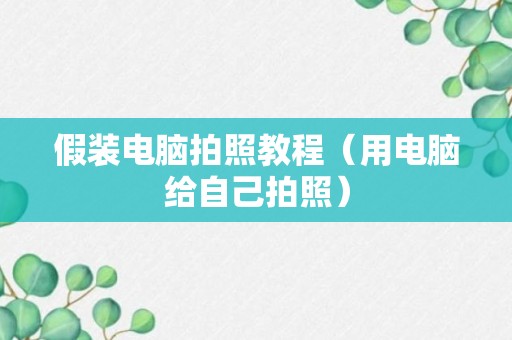 假装电脑拍照教程（用电脑给自己拍照）