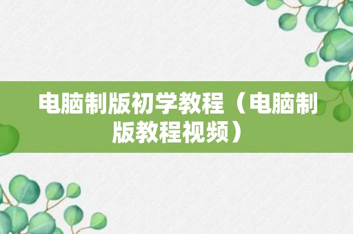 电脑制版初学教程（电脑制版教程视频）