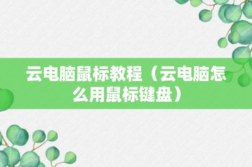 云电脑鼠标教程（云电脑怎么用鼠标键盘）