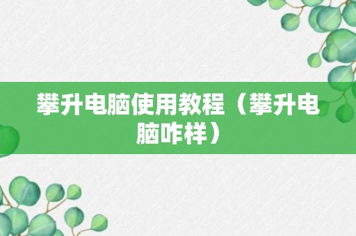 攀升电脑使用教程（攀升电脑咋样）