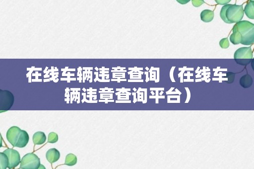 在线车辆违章查询（在线车辆违章查询平台）