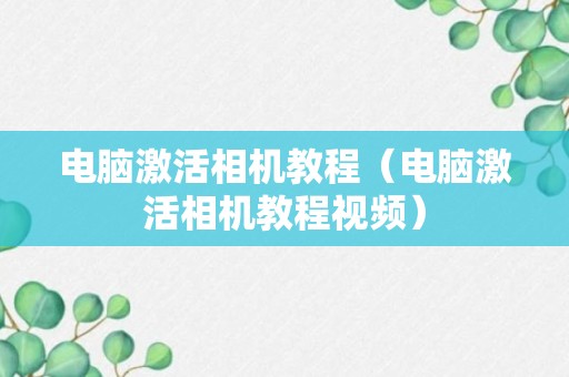 电脑激活相机教程（电脑激活相机教程视频）