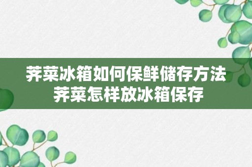 荠菜冰箱如何保鲜储存方法 荠菜怎样放冰箱保存