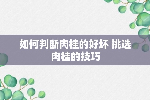 如何判断肉桂的好坏 挑选肉桂的技巧