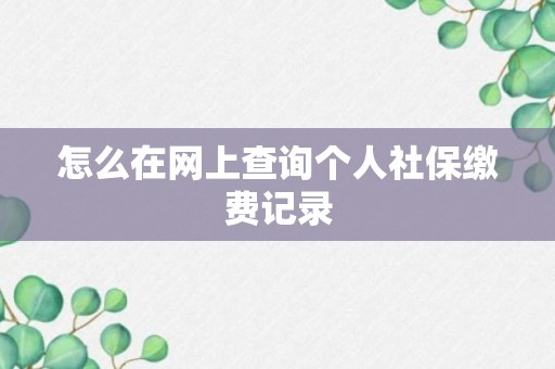 怎么在网上查询个人社保缴费记录