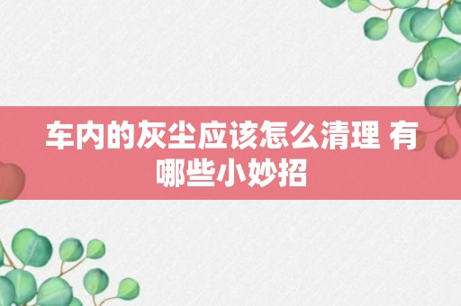 车内的灰尘应该怎么清理 有哪些小妙招