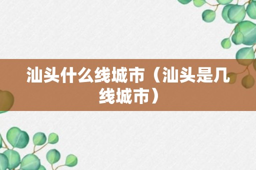 汕头什么线城市（汕头是几线城市）